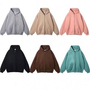 Sudadera con capucha gruesa de algodón polar de alta calidad estilo streetwear, con cremallera, oversize, con logo personalizado, OEM, al por mayor - Product Image 1