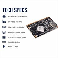 ARM Cortex A55 AI Core Board 1 TOPS NPU 4K H.265 8GB LPDDR4 128GB EMMC Dual Gigabit Android RK3568 SMARC System on Module.