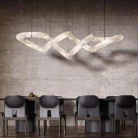Lampu Gantung Nordic Customized Lights Alabaster untuk Meja Makan Hotel, Lampu Gantung Marmer Bentuk Tidak Beraturan
