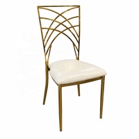 Chaises Chiavari en acier inoxydable doré, style caméléon, avec coussins, pour événements de mariage de luxe, dossier croisé, vente en gros