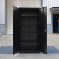 Armario de Almacenamiento Metálico de 2 Puertas con Estantes Ajustables, Archivador de Acero con Cerradura para Oficina, Hogar, Garaje y Taller