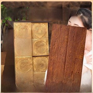 Légère dalle en PU à grain de bois anneaué, imitation bois marin déchiqueté, pierre culturelle, composants en ciment, brique à grain de bois, grande dalle rétro pour tête de porte - Product Image 1