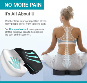 <span class=keywords><strong>Coussin</strong></span> Confortable pour Soulager la Douleur du Coccyx, Antidérapant, Ergonomique, en Mousse à Mémoire de Forme, pour Chaise de Bureau et Fauteuil Roulant - Product Image 2