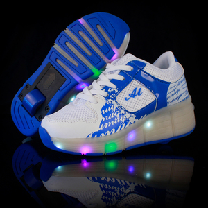 Yllu LED Kids Roller Skate Shoes <span class=keywords><strong>Ruedas</strong></span> dobles Carga USB Light-Up Roller Sneakers 7 colores <span class=keywords><strong>para</strong></span> <span class=keywords><strong>niñas</strong></span> Niños Hecho de charol - Product Image 6