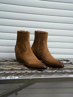 Bottes fines pour femme, spéciales, à talon compensé interne, rehaussant la silhouette, polyvalentes, en cuir véritable, personnalisation de designer