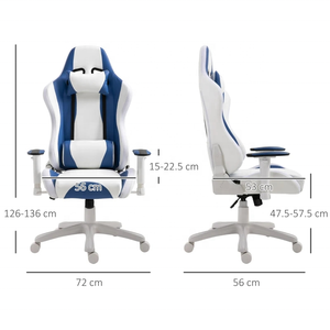 Chaise De Jeu En Cuir Blanc Bleu Avec <span class=keywords><strong>LED</strong></span> RGB Lumières Massage Ergonomique <span class=keywords><strong>LED</strong></span> Chaise De Jeu Dossier Haut Fauteuil De <span class=keywords><strong>Bureau</strong></span> <span class=keywords><strong>Gaming</strong></span> - Product Image 6