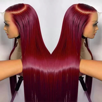 Perruques en cheveux humains bruts ultra-lisses, perruque frontale en dentelle transparente, couleur personnalisée, densité 250%, perruque frontale en dentelle 16~40 pouces en stock