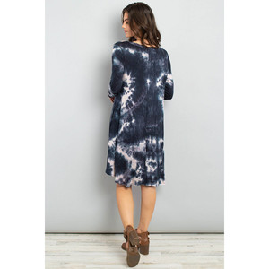 Abito midi tie-dye con scollo a V e orlo arrotondato - Product Image 2