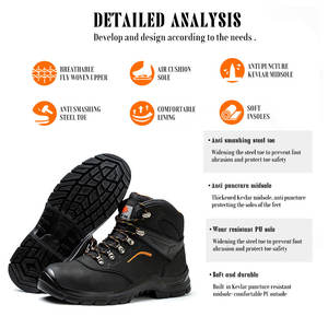 أحذية السلامة الصناعية للرجال من الفولاذ المقاوم للصدأ أحذية رياضية جلدية مقاومة للماء S3 أحذية عمل حقيقية مضادة للبكتيريا - Product Image 2