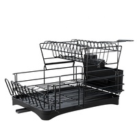 Produit de stockage Égouttoir pour évier Égouttoir à vaisselle automatique à 2 niveaux avec accessoires Bec de vidange pivotant Égouttoir à couverts