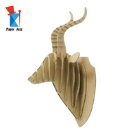 Décoration murale en carton 3D personnalisée en forme de tête d'antilope, jouet éducatif DIY, art mural à assembler en papier ondulé non peint pour la maison