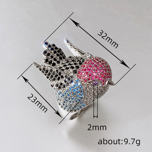 Bague créative en forme d'oiseau Robin pour femme, bijou de doigt étincelant et tendance - Product Image 5