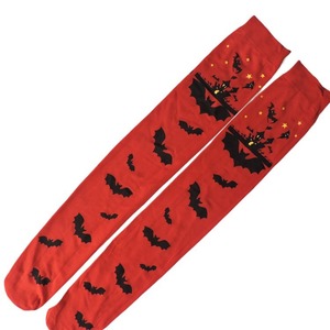 Medias altas hasta el muslo para Halloween, estampado de murciélagos naranja, ropa de fiesta para mujer - Product Image 5