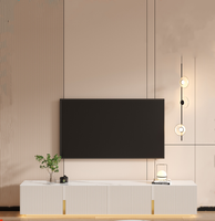 Meubles de salon modernes et simples en bois, ensemble de meuble TV et table basse, unité TV LED de luxe, console multimédia