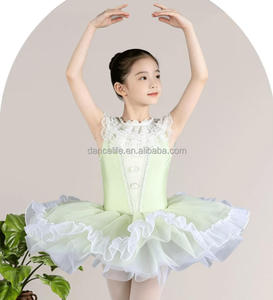 Tutu de ballet vert deux pièces pour performance scénique, robe de danse de ballet la moins chère, tenue de danse de scène pour ballerine pour filles - Product Image 5