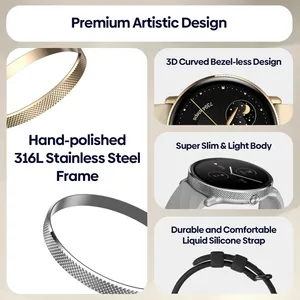 Montre connectée S61 <span class=keywords><strong>GTR</strong></span> <span class=keywords><strong>3</strong></span> <span class=keywords><strong>Pro</strong></span> avec appels vocaux, écran AMOLED 1,43 pouces, acier inoxydable 316L, bracelet en caoutchouc, étanche, suivi de la forme physique - Product Image 3