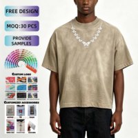 T-shirt formel surdimensionné en maille pour homme, personnalisé, 300 g/m², 100 % coton, effet soleil délavé, coupe classique, streetwear