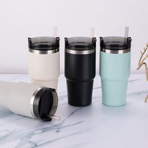Mug de voyage pour voiture 20oz 30oz, gobelet isotherme à double paroi avec couvercle, paille et base antidérapante pour la conduite et les trajets quotidiens - Product Image 2