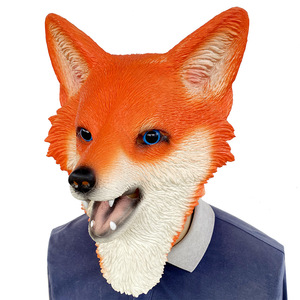 Máscara de Látex de Zorro Adorable para Fiesta de Halloween, Divertido Disfraz de Animal, Accesorios para Teatro y Baile de Máscaras, Impresión Serigráfica <span class=keywords><strong>1</strong></span> - Product Image 4