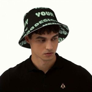 Customizable Denim Bucket Hat Wide Brim Breathable Sun Protection Cartoon <b>Leaf</b>/Plaid Pattern for Men Women's Fishing Adventures - Product Image 2