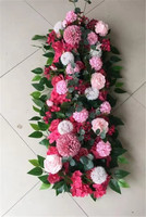 Rangée de fleurs artificielles en soie blanche et rose 3D, rouleau de 100 cm, fait main, imperméable, réutilisable, recyclable, toile de fond de fleurs artificielles, arche