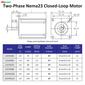 ชุดควบคุมมอเตอร์สเต็ปเปอร์ 2 เฟส Nema23 3/4A 1000PPR 1/1.5/2/2.2/3/3.5N.m 2 แกน ชุดไดรเวอร์มอเตอร์สเต็ปเปอร์แบบวงปิด DC - Product Image 5