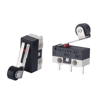 Micro-interrupteur de haute qualité 1A 125VAC avec levier à rouleau, noir et blanc, 3 broches, bornes PCB, SPDT C NO NC, interrupteur à action rapide