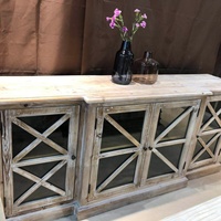 Meuble de rangement de cuisine en bois massif style Shabby Chic avec portes grillagées – En promotion