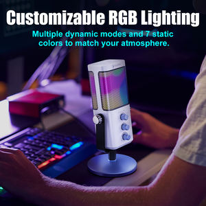 Micrófono Profesional USB SADES Night Owl, Condensador Cardioide con Cancelación de Ruido, RGB, para Juegos de PC, Streaming y Grabación - Product Image 2