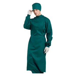 Robe d'opération chirurgicale unisexe d'infirmière en coton de haute qualité réutilisable à manches longues en coton Robe de chirurgien