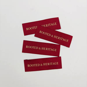 Étiquettes de couleur personnalisées en tissu tissé écologique pour vêtements, étiquettes de col en coton personnalisées pour marque privée, fabricant de vêtements avec logo sur mesure - Product Image 2