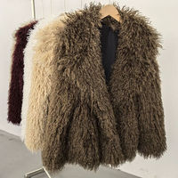 Manteau long en fausse fourrure épaisse marron pour femme, style trench chaud et moelleux, nouvelle collection hiver 2026
