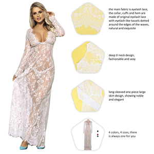 Robe de mariée en gros, blanc pur, transparente, lingerie longue érotique pour <span class=keywords><strong>femme</strong></span> - Product Image 6