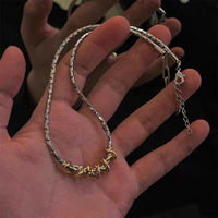 Collier en or et argent perlé européen et américain, torsadé, couleur or et argent, style punk, chaîne de serpent épaisse électro-plaquée pour hommes et femmes