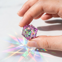 Mini Dés Polyédriques en Résine Bleu Violet Galaxy pour D&D, 1 Pièce, Peints à la Main, Écologiques, Bords Tranchants, pour Jeux de Société RPG et Fêtes