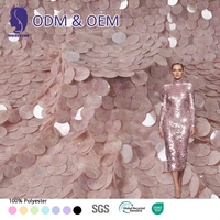 Tissu en dentelle à sequins géométriques transparents vert miroir imprimés surdimensionnés de 40 mm pour la couture de mode - Vente en gros