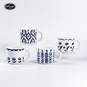 <span class=keywords><strong>Taza</strong></span> de Cerámica con Diseño <span class=keywords><strong>Original</strong></span> Pintado a Mano SWT, Azul y Blanco, con Logotipo Personalizado, Diseño Floral Simple y Único, para Uso Diario en el Hogar - Product Image 5