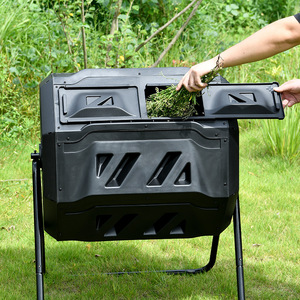 Outdoor Garden <strong>Compost</strong> <strong>Bin</strong> 360&deg; <strong>Rotating</strong> Drum with Sliding Door BPA Free Fermentation Container for Organic Fertilizer - Product Image 3