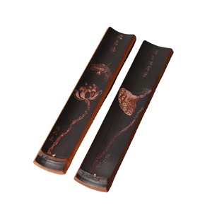 Hand Carved Bamboo Incense Holder With Lotus Design Chinese Style Religious Use Red Bamboo Handle - Product Image 5