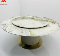 Grande dalle de marbre vert Pandora poli, naturel, écologique, durable et imperméable, pour table à manger et table basse modernes, idéale pour hôtels et villas.