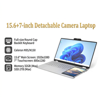 OEM ODM Özel Üretim 15.6 + 7 İnç Çift Ekranlı Laptop Celeron N100 İşlemcili SSD RGB Arkadan Aydınlatmalı Klavyeli Ticari Bilgisayar Dizüstü Bilgisayarı
