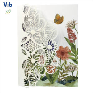 Colección Mensual: Tarjeta de Cumpleaños Personalizada con Diseño de Flor, Plegable y Vertical, Hecha a Mano con Corte Láser, Ecológica, de Cartón Sin Recubrimiento, con Aromas - Product Image 2