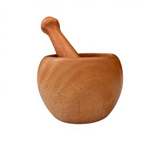 En gros, Ensemble mortier et pilon en bois pour sel, poivre, ail, compatible lave-vaisselle, lavage à la main uniquement, ustensile de cuisine et objet décoratif - Product Image 3