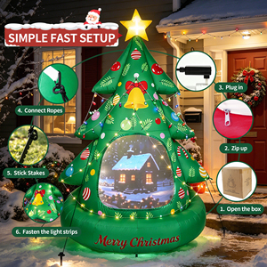 Commercial Lighted Inflatable <b>Christmas</b> Tree with Snow <b>Projector</b> Window Fairy <b>Lights</b> Oxford Fabric Blow Up Lawn Holiday Decor - Product Image 4