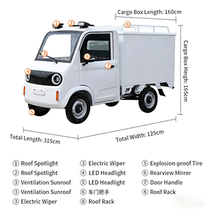 Camioneta Eléctrica Mini Profesional de 45 km/h, Dos Asientos, Nueva con Cámara Trasera para Carga - Product Image 2