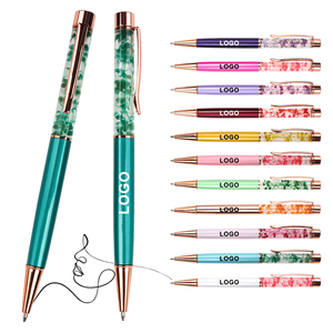 Wholesale Novel Creative DIY Oiled Dry Flower Metal Ballpoint <b>Pen</b> With Custom Logo Printed Laser Advertise for Office Stationery - Product Image 1
