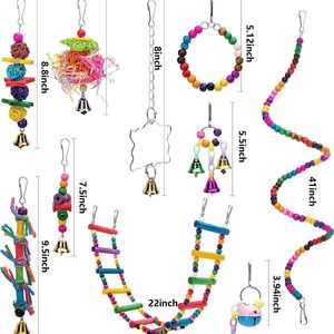 Juguetes ecológicos modernos para loros, columpio para jaula, juguetes para masticar para loros, juguetes educativos para pájaros, set combinado. - Product Image 5