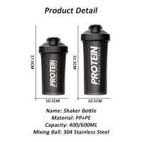 Bouteille Shaker à Protéines de 600 ml pour Gym et Fitness, Gobelet Mélangeur Personnalisé avec Impression de Logo