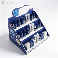 Présentoir de Comptoir à Niveaux Personnalisé, Support Pliable en Carton Ondulé Écologique pour la Vente au Détail de Médicaments et Compléments Alimentaires