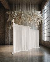 Décor de mariage coréen Love Flowers : Supports en fer sur mesure, accents en nacre, rideaux de fond et rideaux à cordes